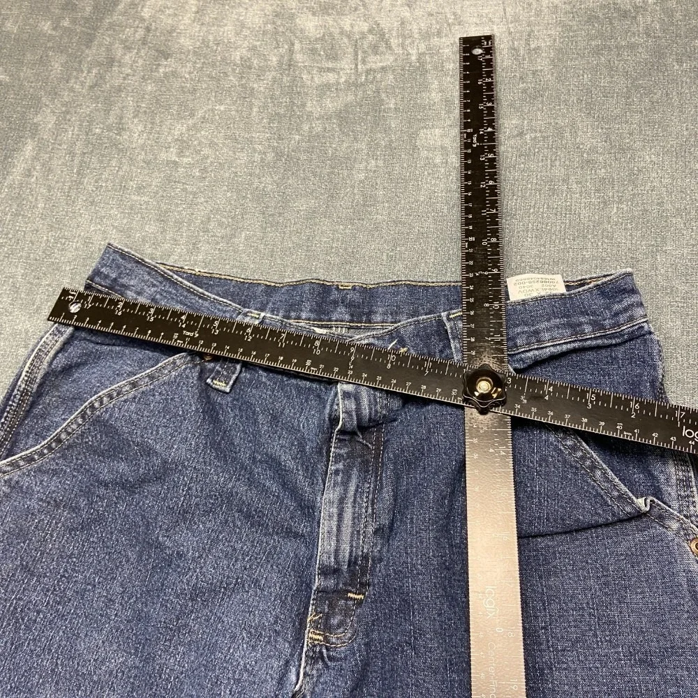 Wrangler Carpenter Shorts Men 32 Blue Denim Stretch Utility Workwear Hammer Loop